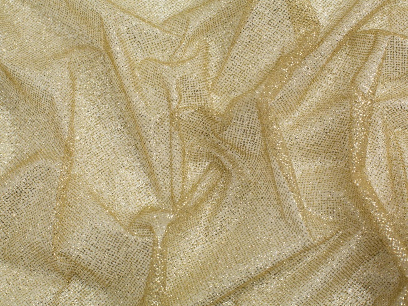 Minerva Core Range Shining Glitter Tulle Fabric Pale Gold