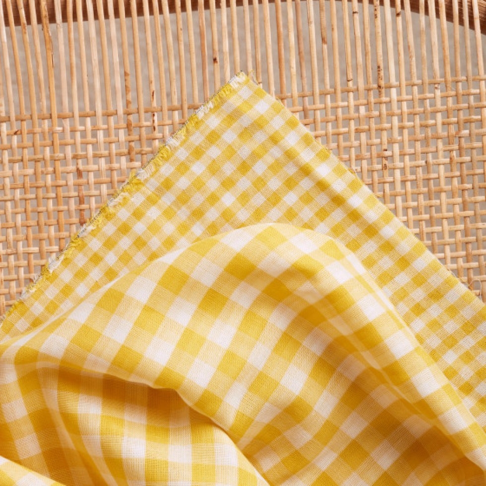 Atelier Brunette Gingham Double Cotton Gauze Fabric Lemon