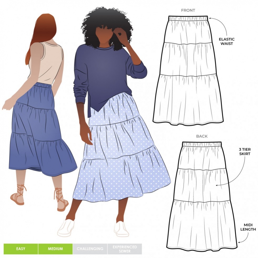 Style Arc Paper Sewing Pattern Lila Tiered Skirt