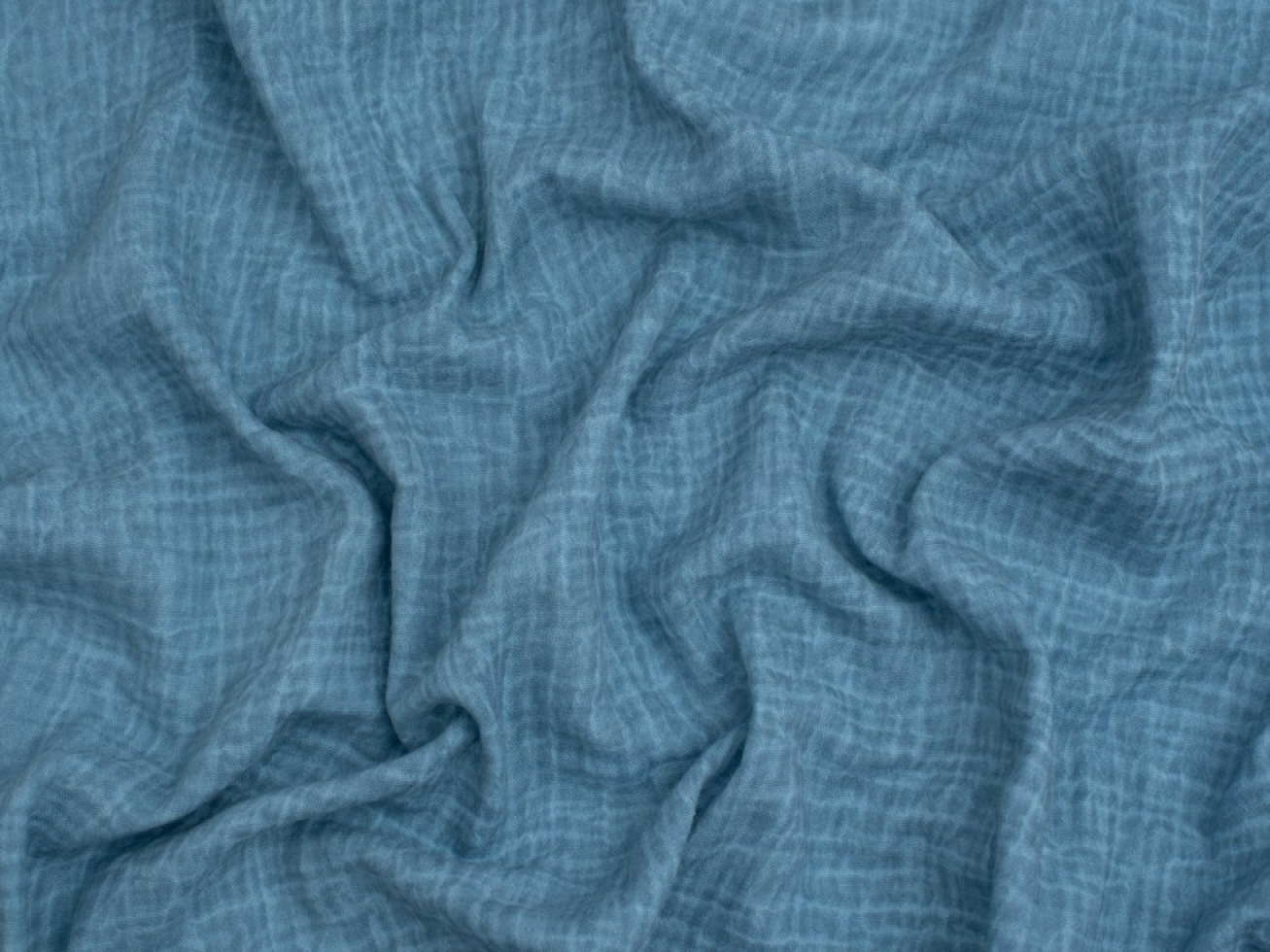 Minerva Core Range Tie Dye Cotton Double Gauze Fabric Copen Blue
