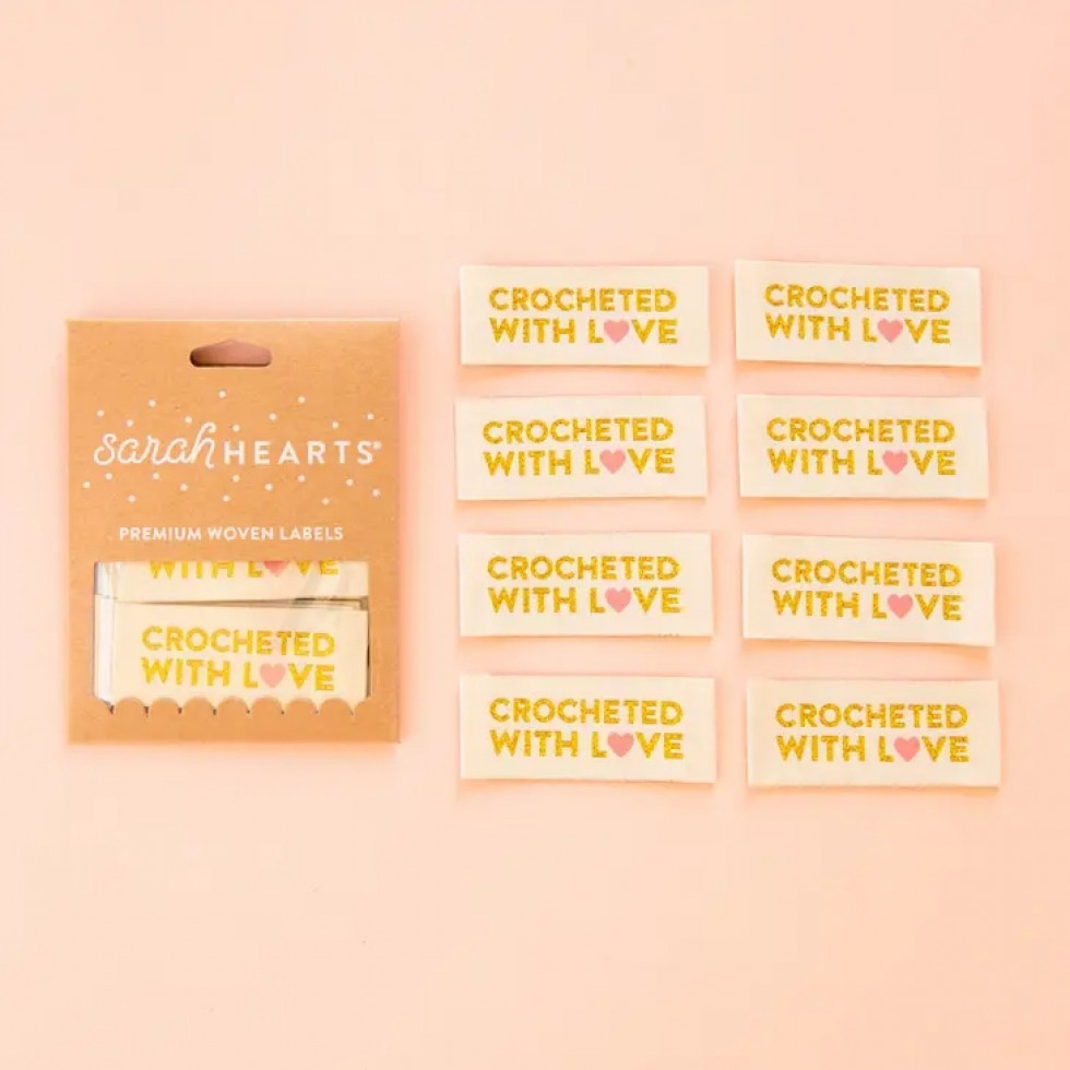 Sarah Hearts Crocheted With Love Woven Labels