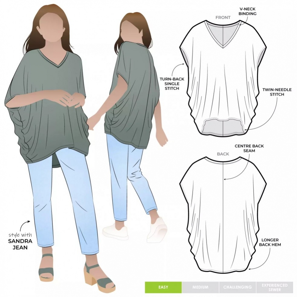 Style Arc Paper Sewing Pattern Venn Knit Tunic Top