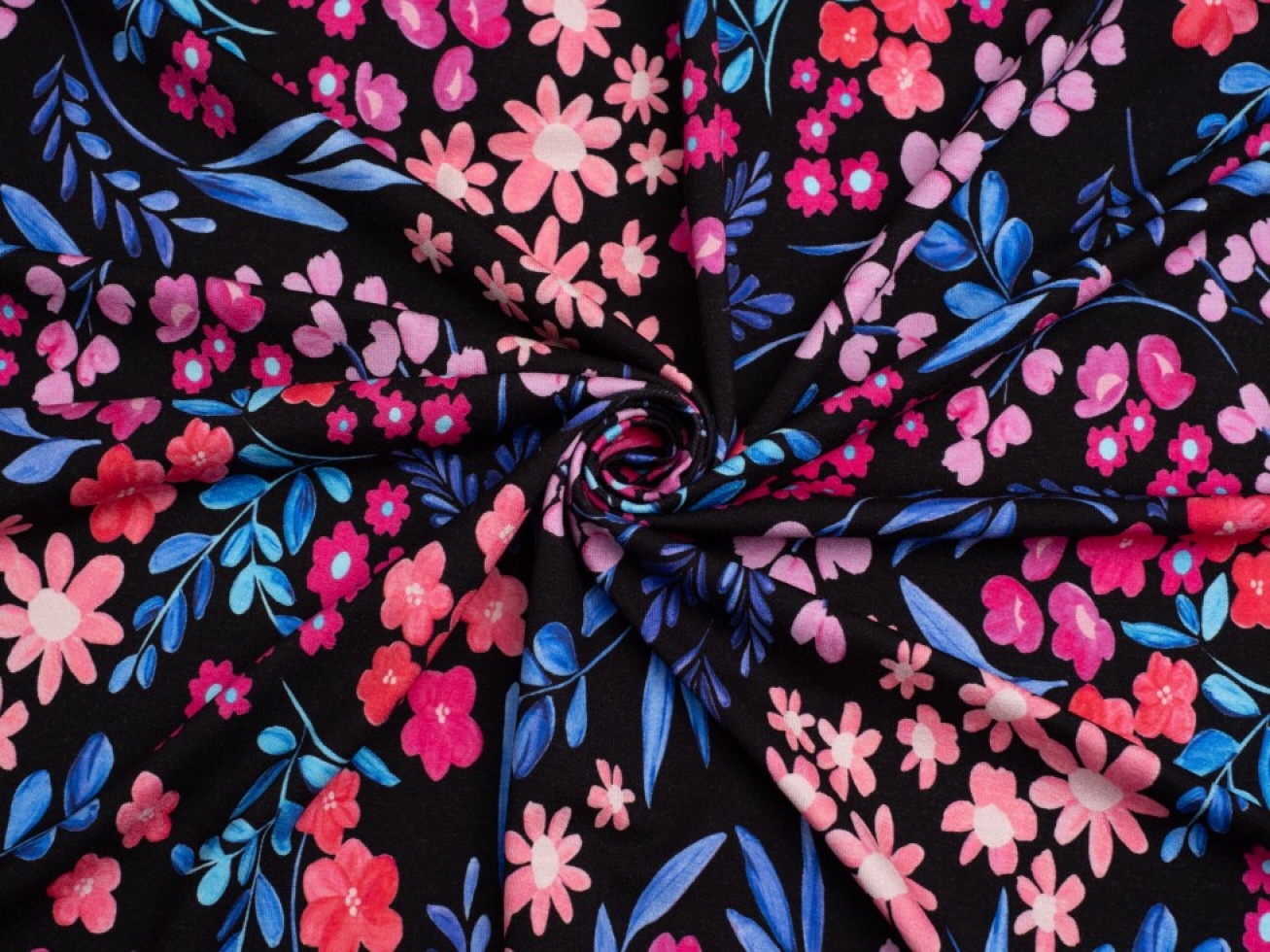 Minerva Exclusive Floral Carousel Viscose Jersey Stretch Knit Fabric