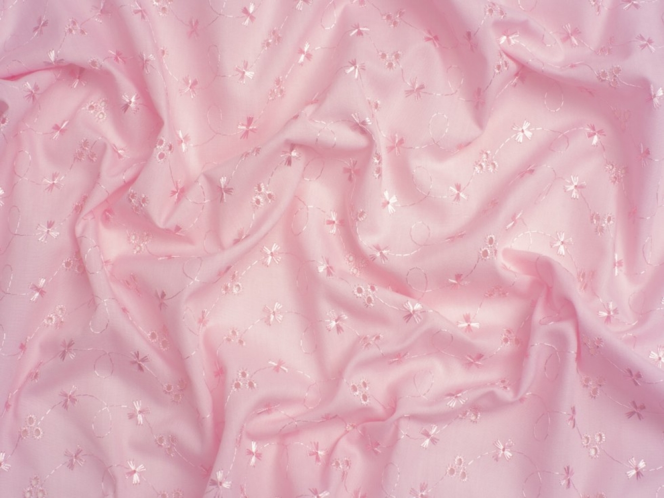 Minerva Core Range Broderie Anglaise Cotton Fabric Pink