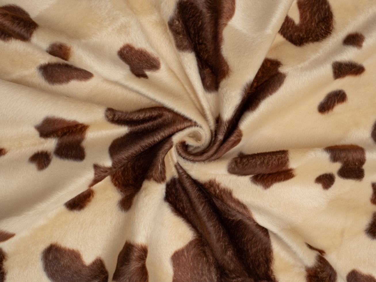 Minerva Core Range Velboa Faux Fur Fabric Brown Cows