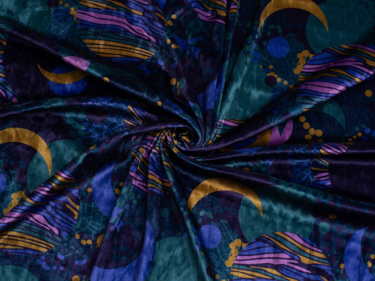 Minerva Exclusive Celestial Motion Crush Velvet Stretch Knit Fabric