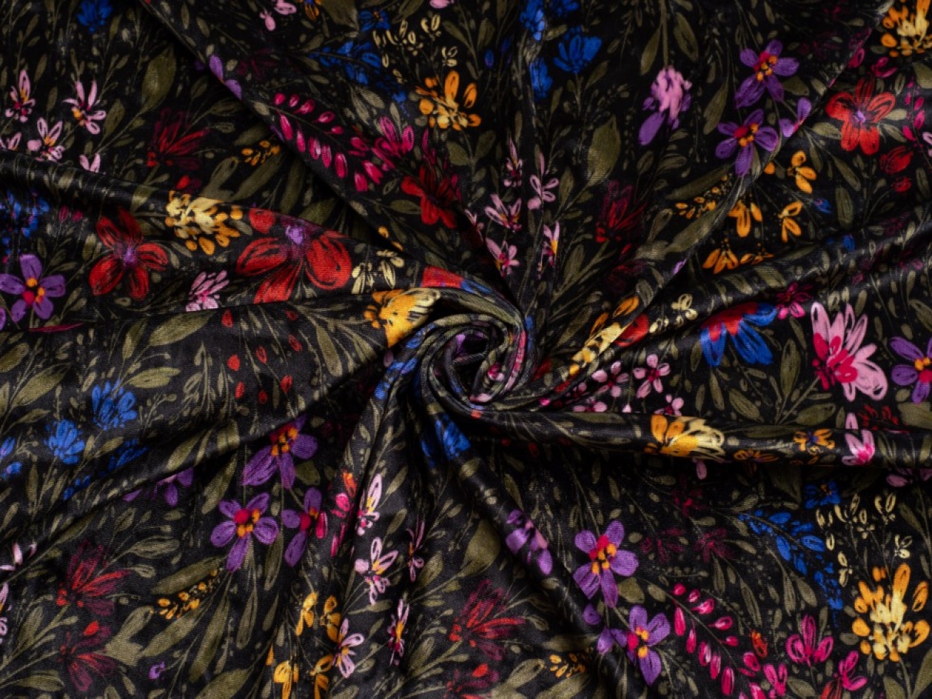 Minerva Exclusive Floral Resort Crush Velvet Stretch Knit Fabric