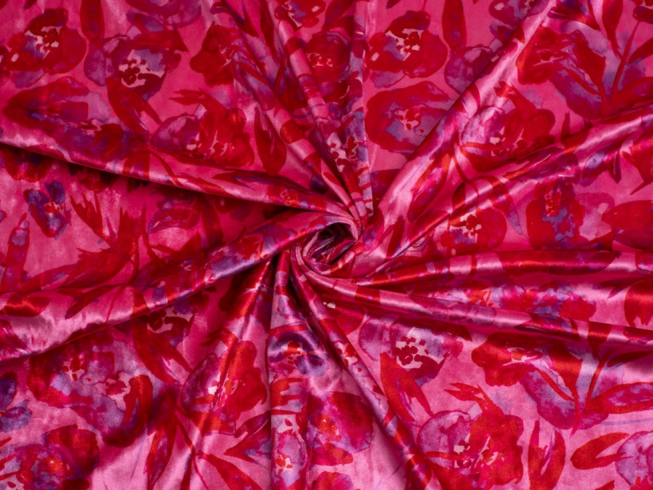 Minerva Exclusive Electric Blooms Crush Velvet Stretch Knit Fabric