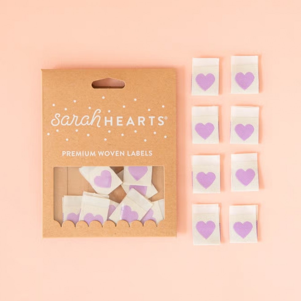 Sarah Hearts Heart Woven Labels Purple