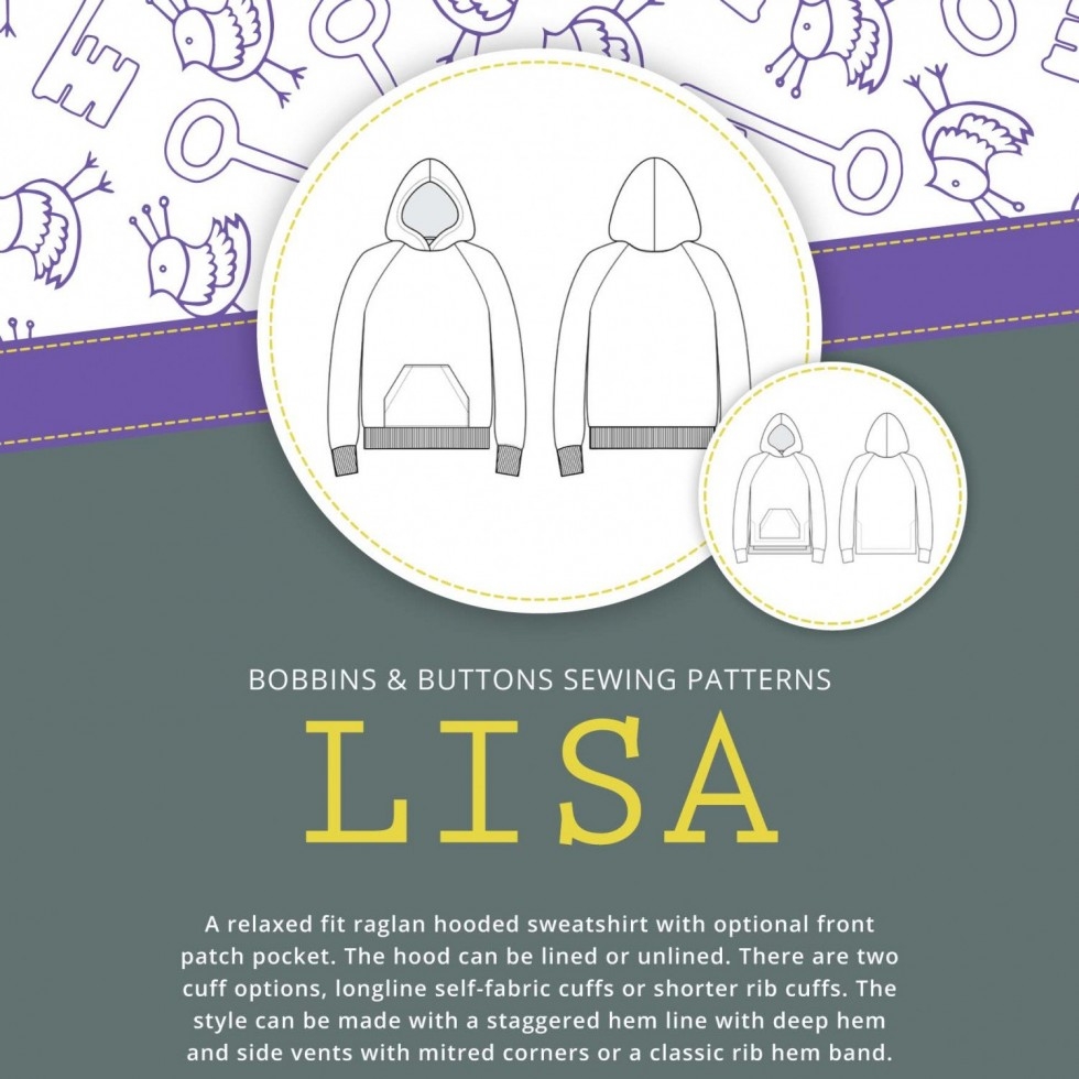 Bobbins & Buttons Paper Sewing Pattern Lisa Hoodie