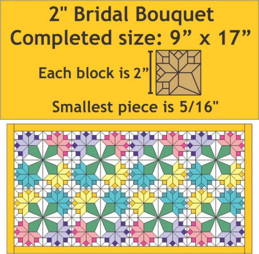 Paper Pieces EPP Quilting Pattern Miniature Bridal Bouquet Wall Hanging