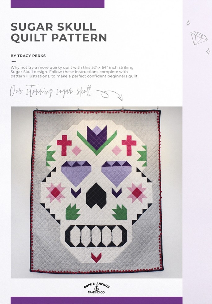 Rope and Anchor Trading Quilting Pattern Sugar Skull