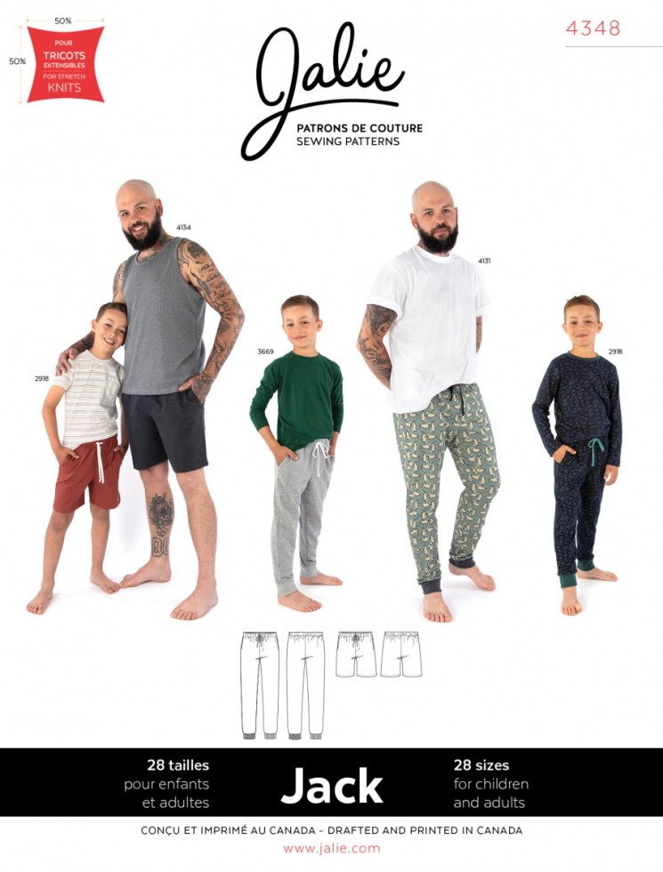 Jalie Paper Sewing Pattern 4348 Jack Pull On Lounge Pants & Shorts
