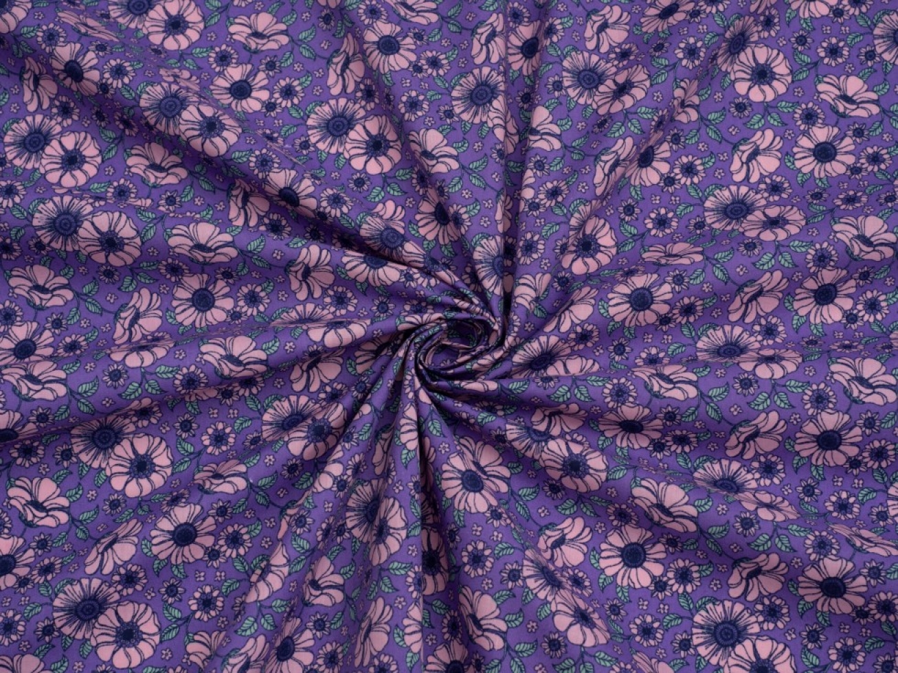 Printed Polycotton Fabric Purple
