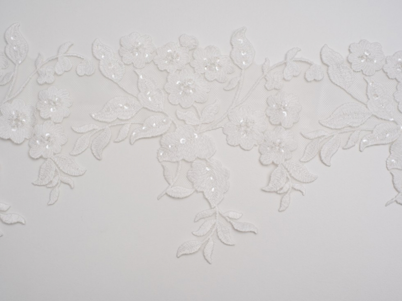 Georgina Sequin Lace Trim Ivory