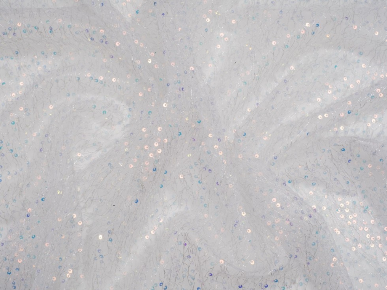 Minerva Core Range Estepona Sequin Lace Fabric White & Turquoise