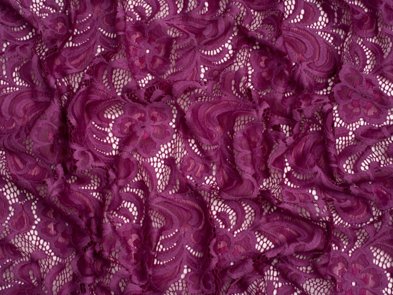 Minerva Core Range Scallop Edge Stretch Lace Fabric Mauve