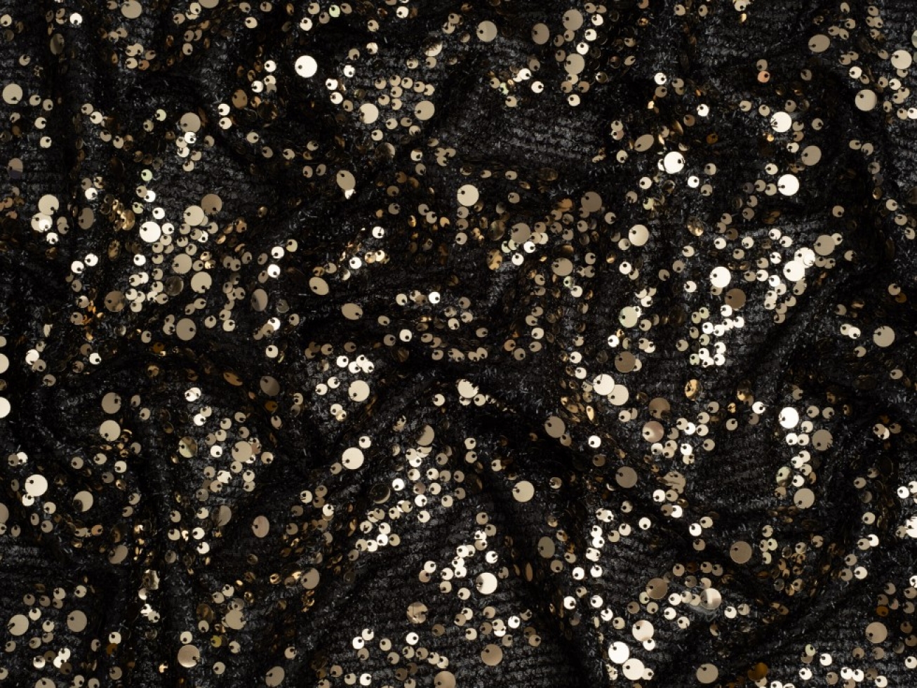 Minerva Core Range Casablanca Sequin Fur Texture Mesh Fabric Black & Gold