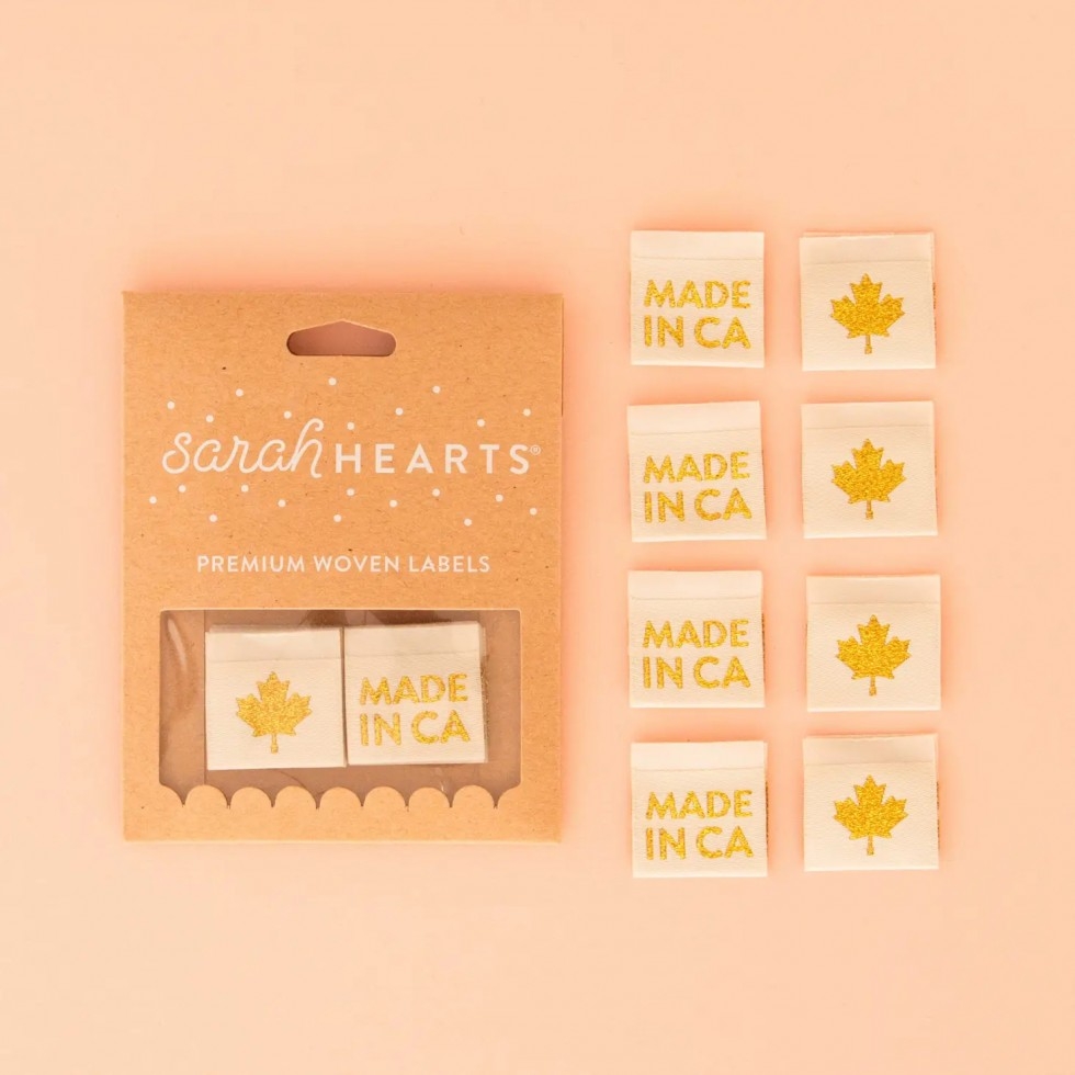 Sarah Hearts Made in Canada Gold Woven Labels