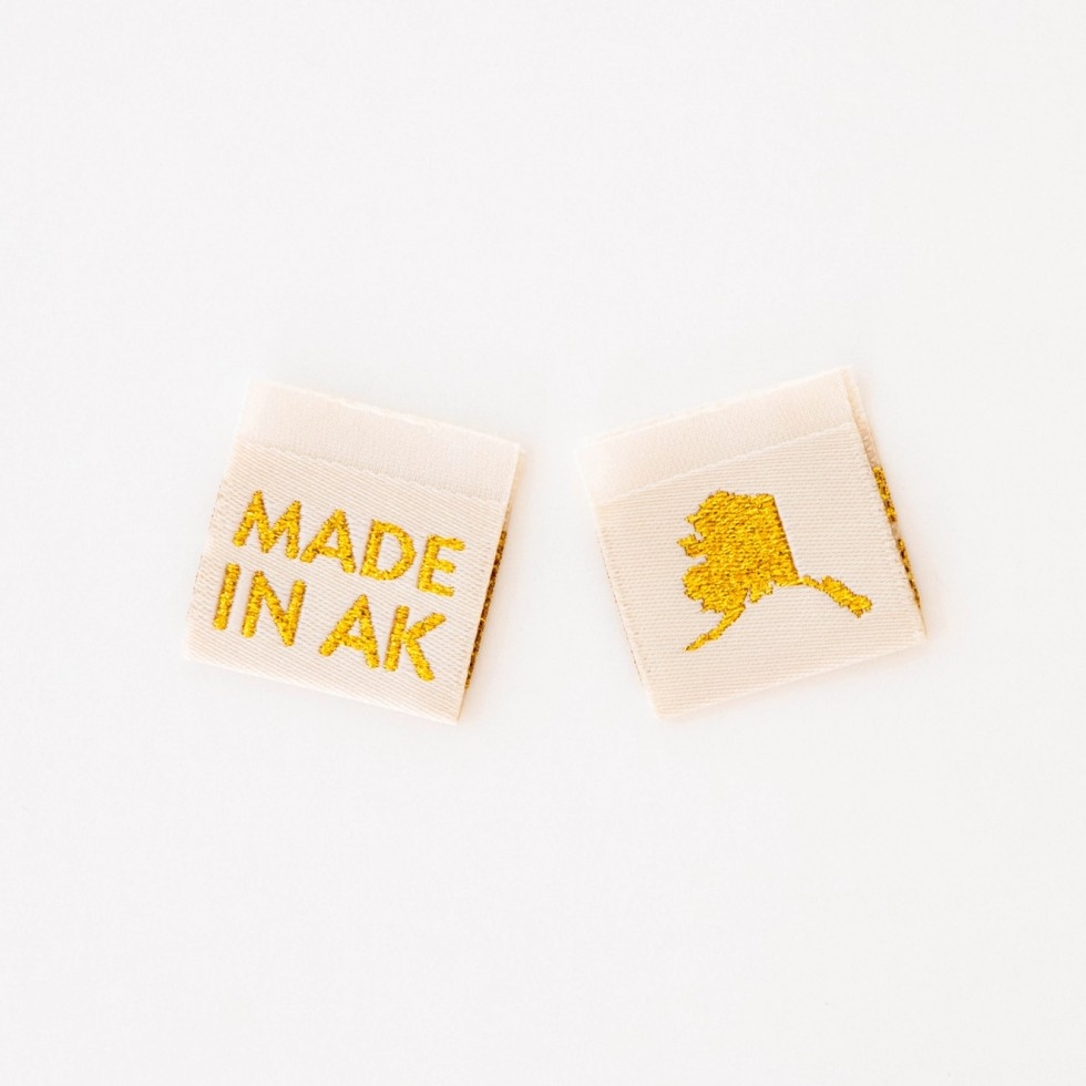 Sarah Hearts Made In My State Gold Woven Labels Alaska