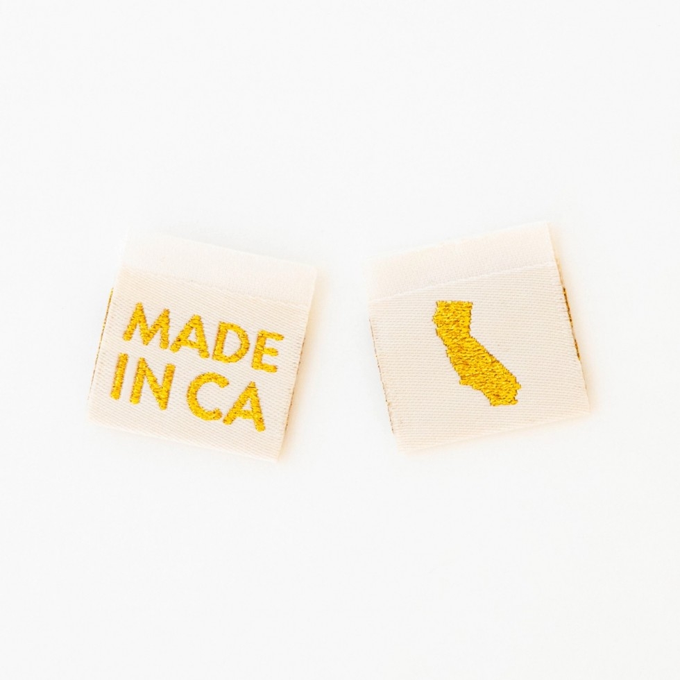 Sarah Hearts Made In My State Gold Woven Labels California