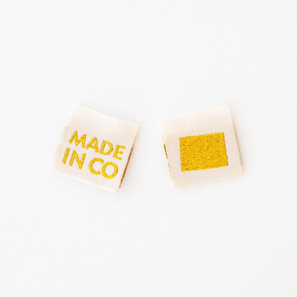 Sarah Hearts Made In My State Gold Woven Labels Colorado