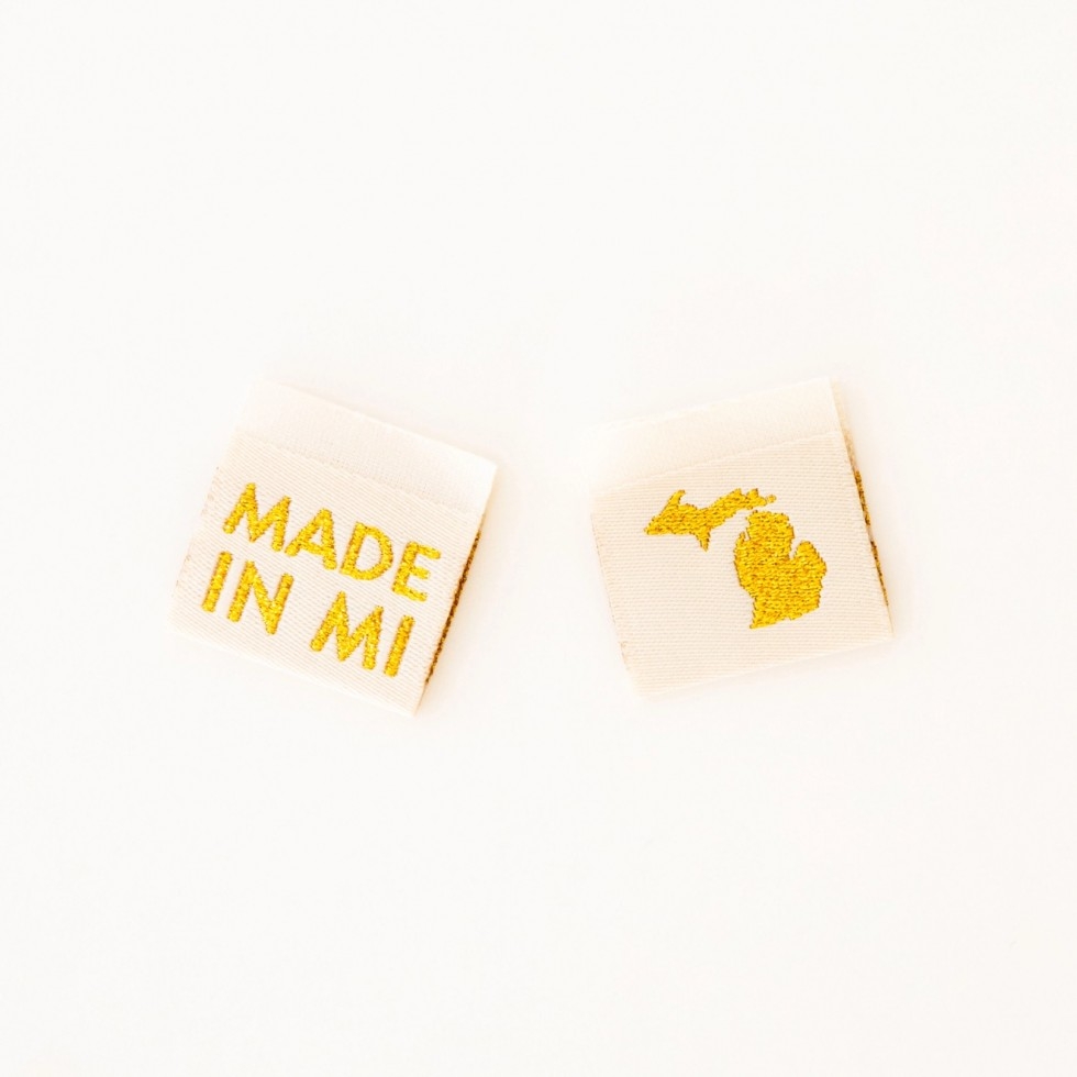 Sarah Hearts Made In My State Gold Woven Labels Michigan