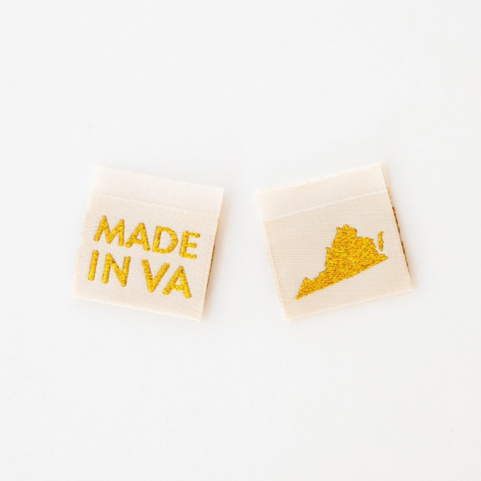 Sarah Hearts Made In My State Gold Woven Labels Virginia