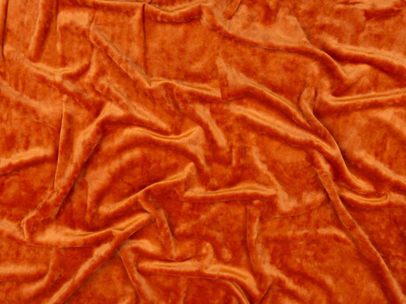 Minerva Core Range Polyester Velour Stretch Knit Fabric Terracotta