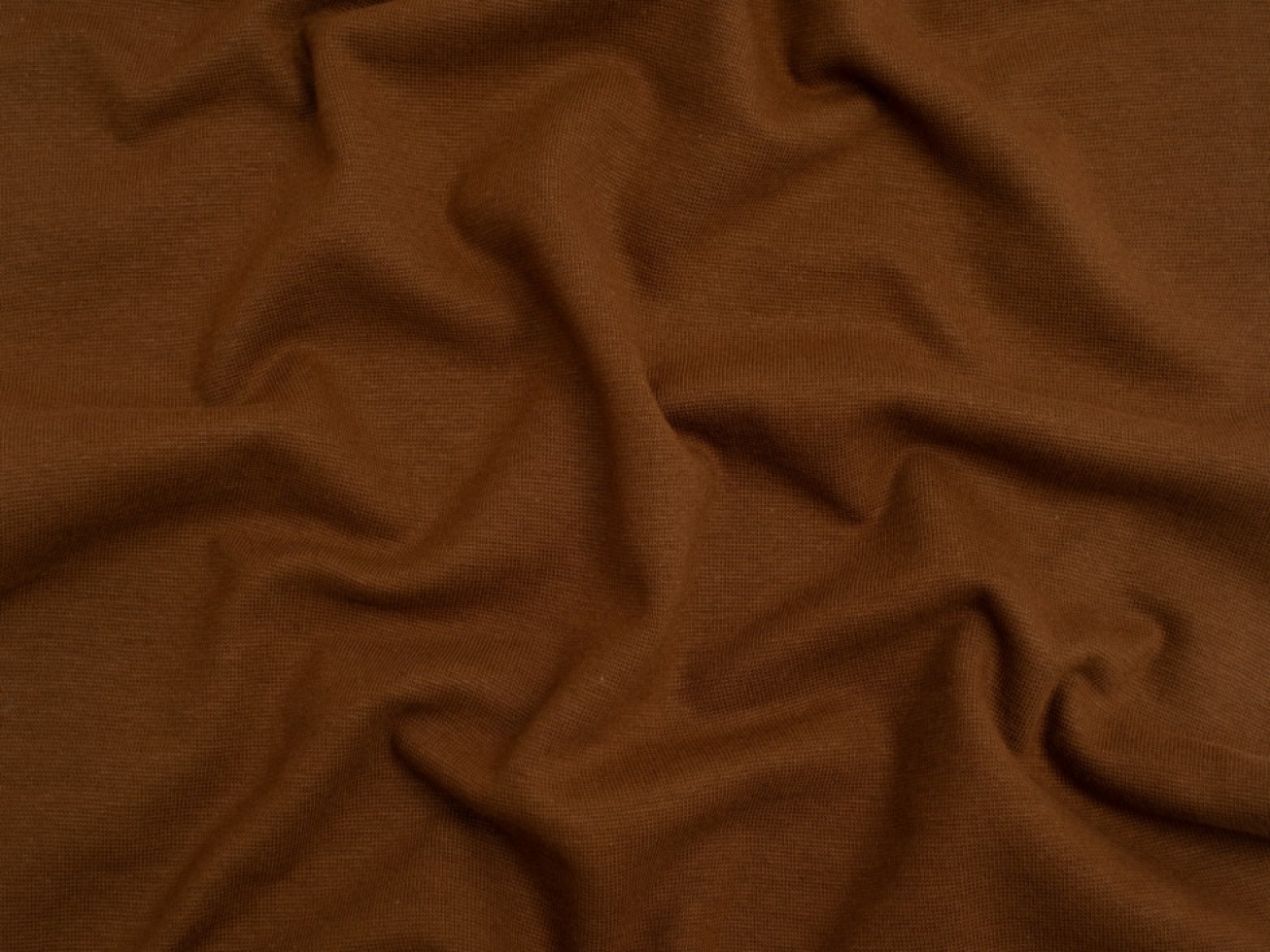 Minerva Core Range Tubular Ribbing Stretch Knit Fabric Mid Brown