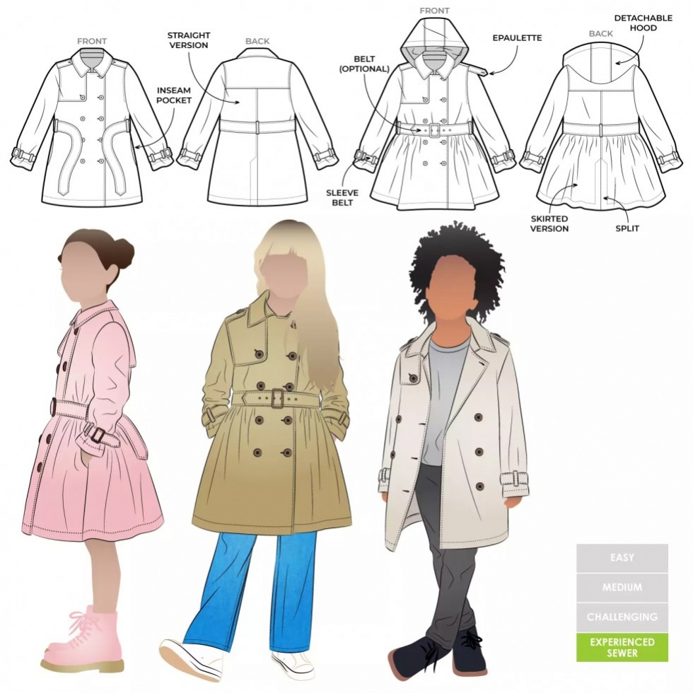 Style Arc Paper Sewing Pattern Kids Camille Trench