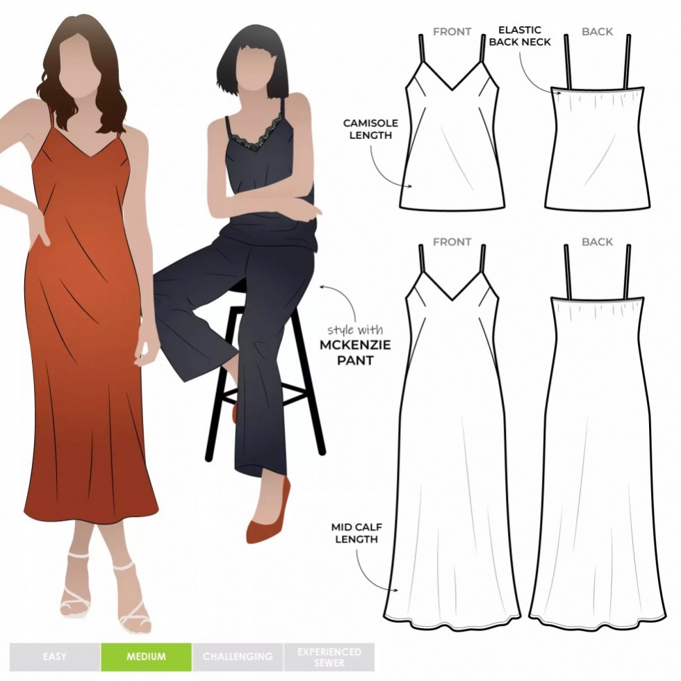 Style Arc Paper Sewing Pattern Kingsley Bias Cut Dress & Cami