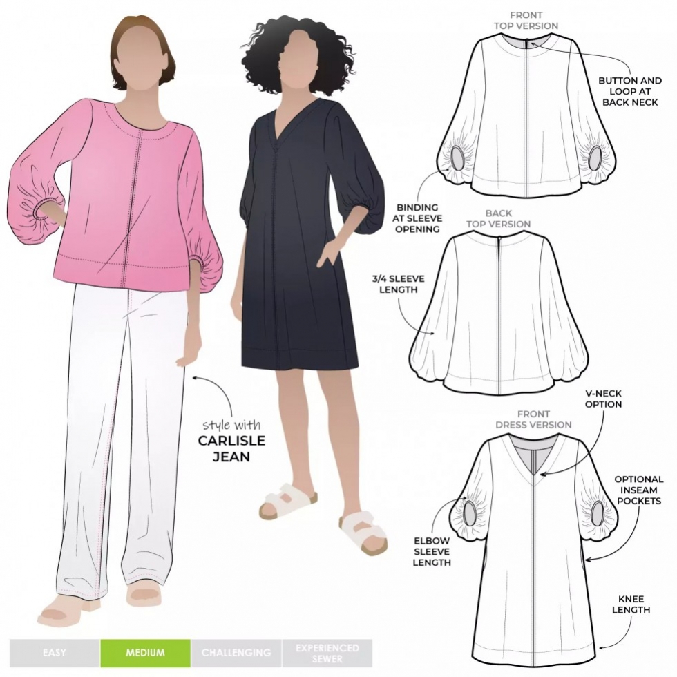 Style Arc Paper Sewing Pattern Zalia Top & Dress