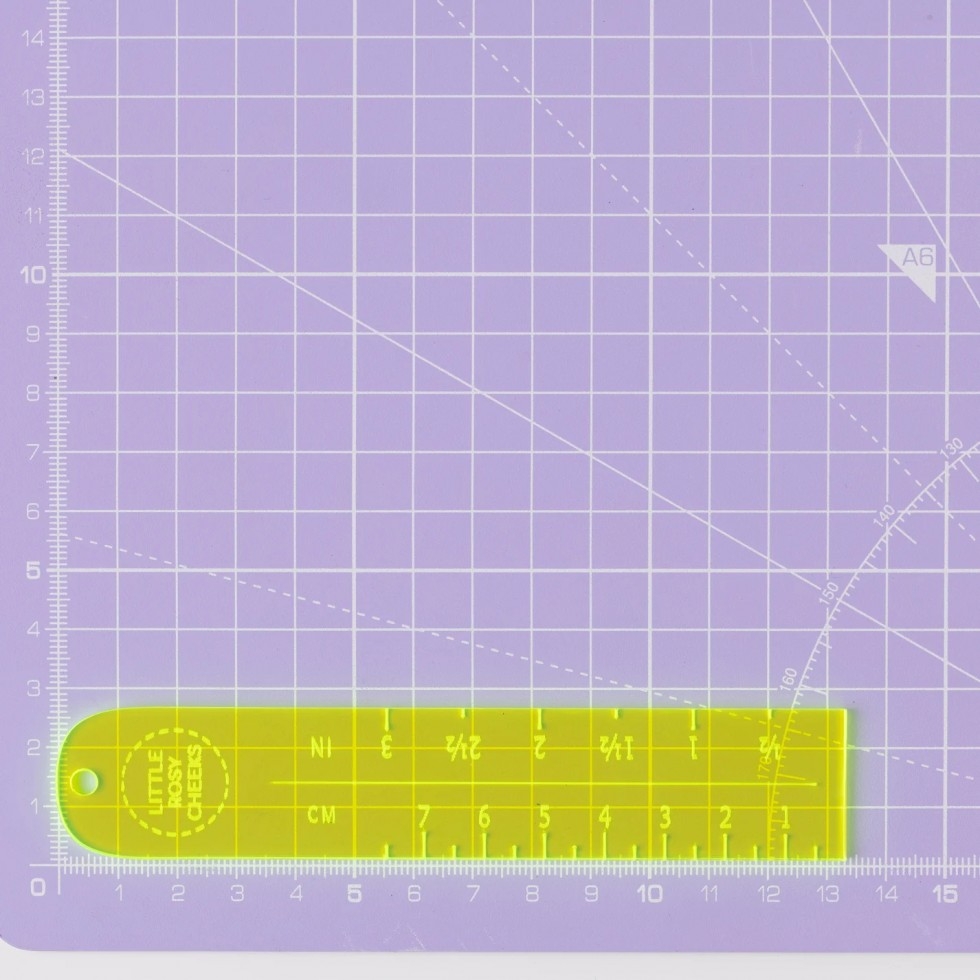 Little Rosy Cheeks Woven Label Placement Ruler Yellow