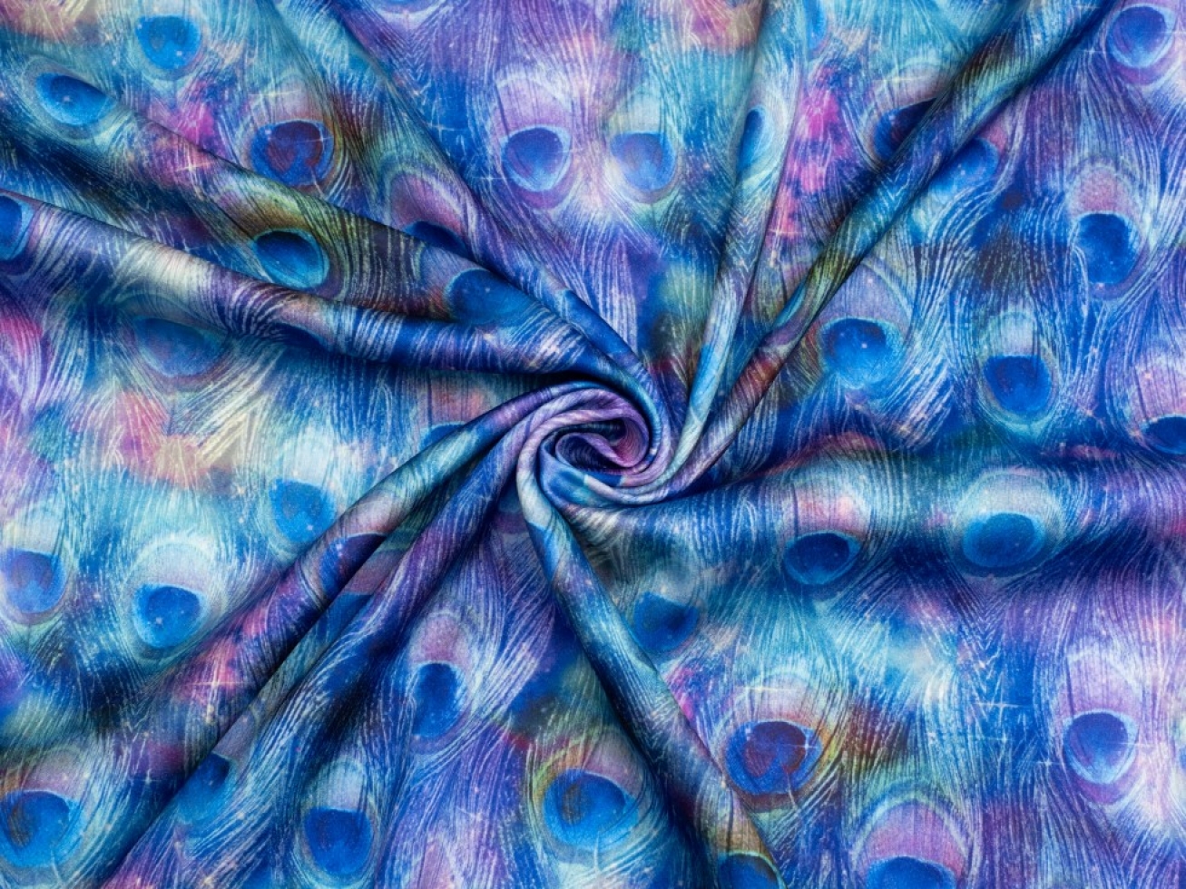 Minerva Exclusive Peacock Nebula Crepe Back Satin Fabric