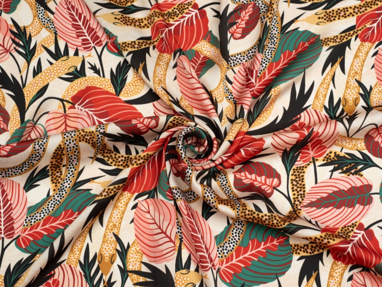 Minerva Exclusive Python Prayer Charmeuse Silky Satin Fabric Sand