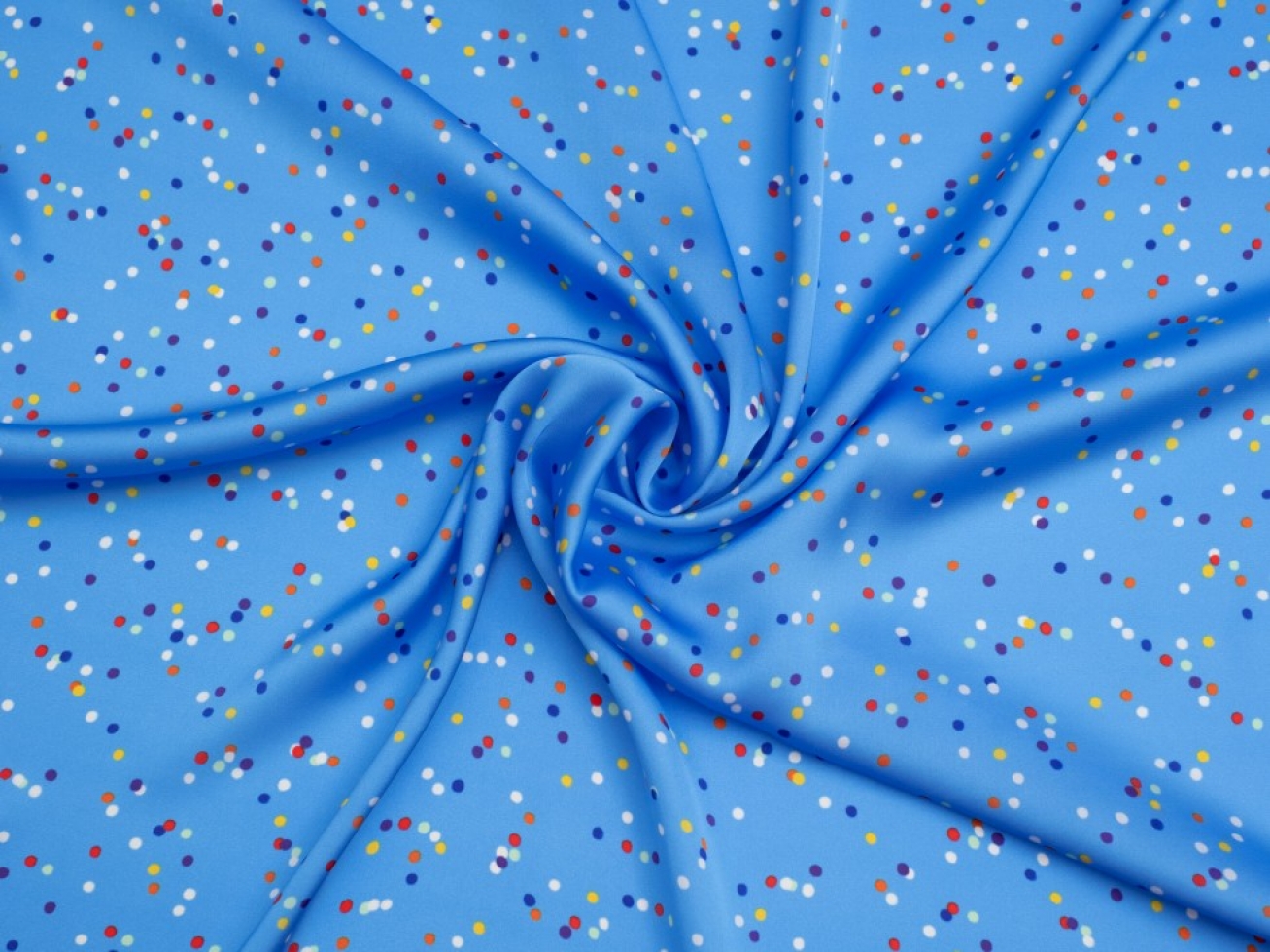 Minerva Exclusive Sprinkle Shower Charmeuse Silky Satin Fabric Blueberry