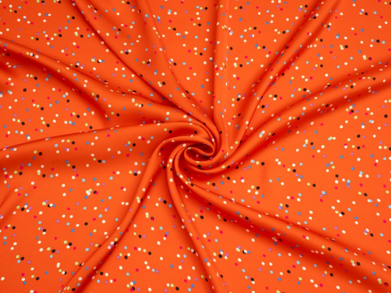 Minerva Exclusive Sprinkle Shower Charmeuse Silky Satin Fabric Tangerine
