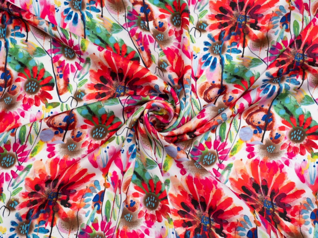 Minerva Exclusive Daisy Diorama Charmeuse Silky Satin Fabric