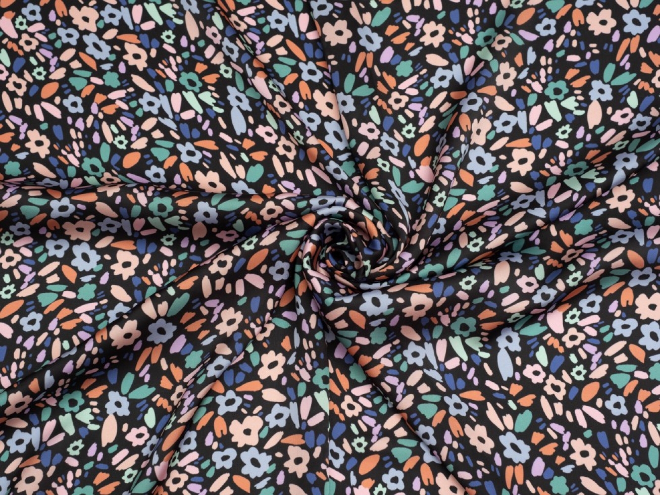 Minerva Exclusive Gerbera Garden Charmeuse Silky Satin Fabric