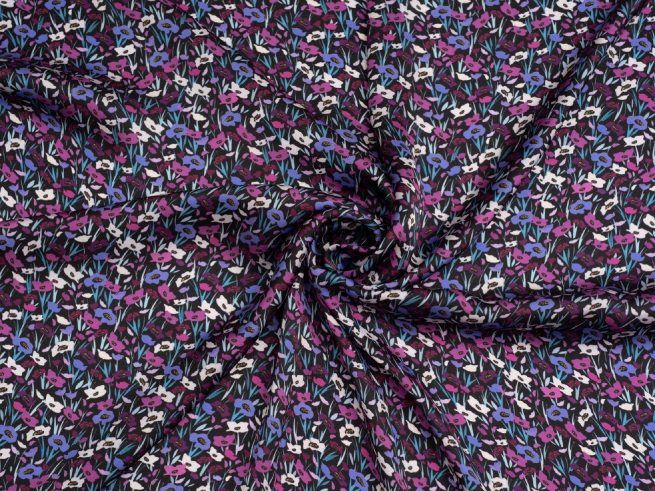 Minerva Exclusive Spellbound Blooms Charmeuse Silky Satin Fabric