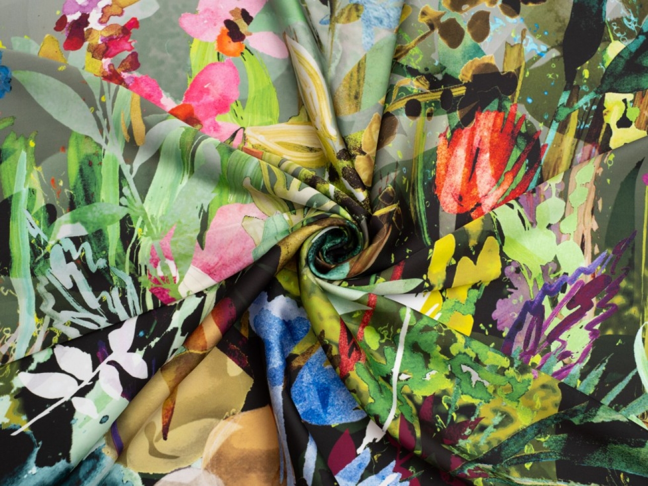 Minerva Exclusive Botanic Bliss Charmeuse Silky Satin Fabric
