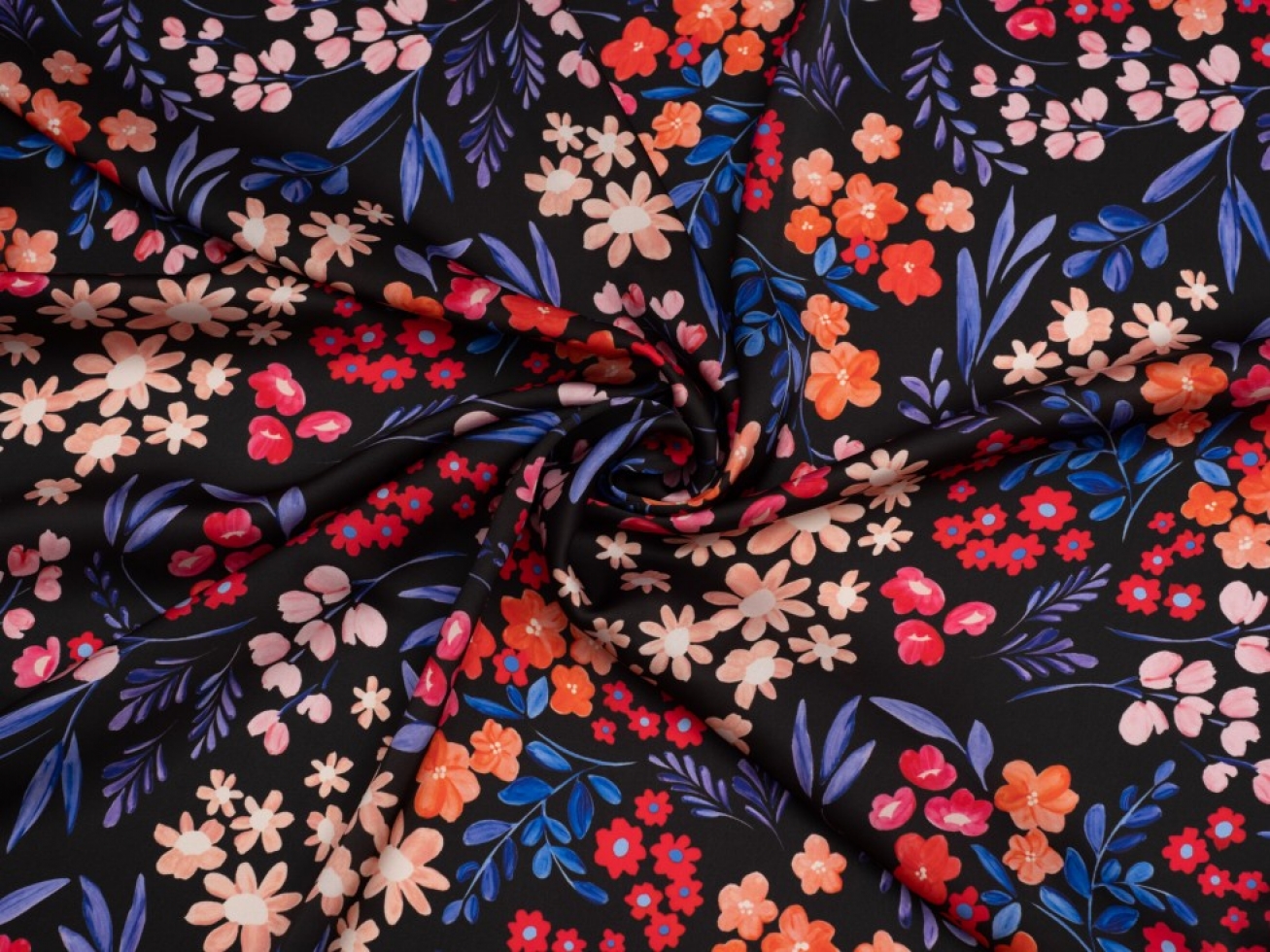 Minerva Exclusive Floral Carousel Charmeuse Silky Satin Fabric Blush