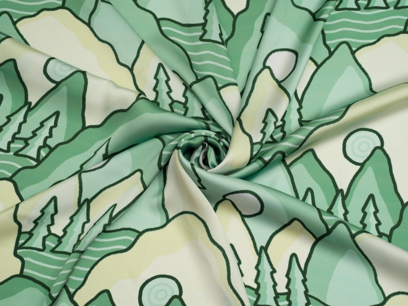 Minerva Exclusive Mountain Memoir Charmeuse Silky Satin Fabric Jade