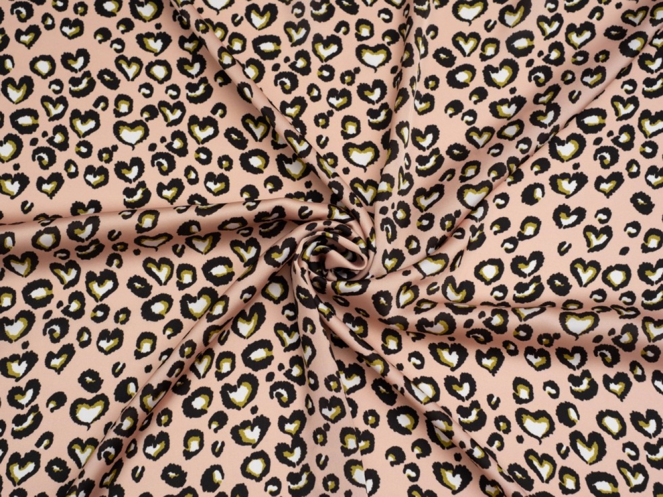 Minerva Exclusive Leopard Love Charmeuse Silky Satin Fabric Blush
