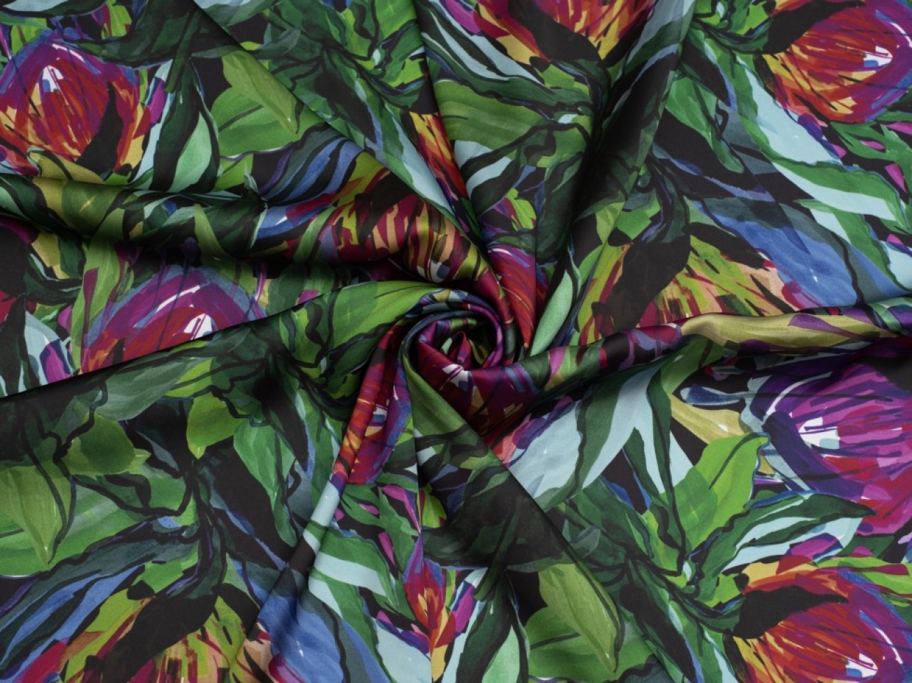 Minerva Exclusive Protea Passions Charmeuse Silky Satin Fabric Embrace