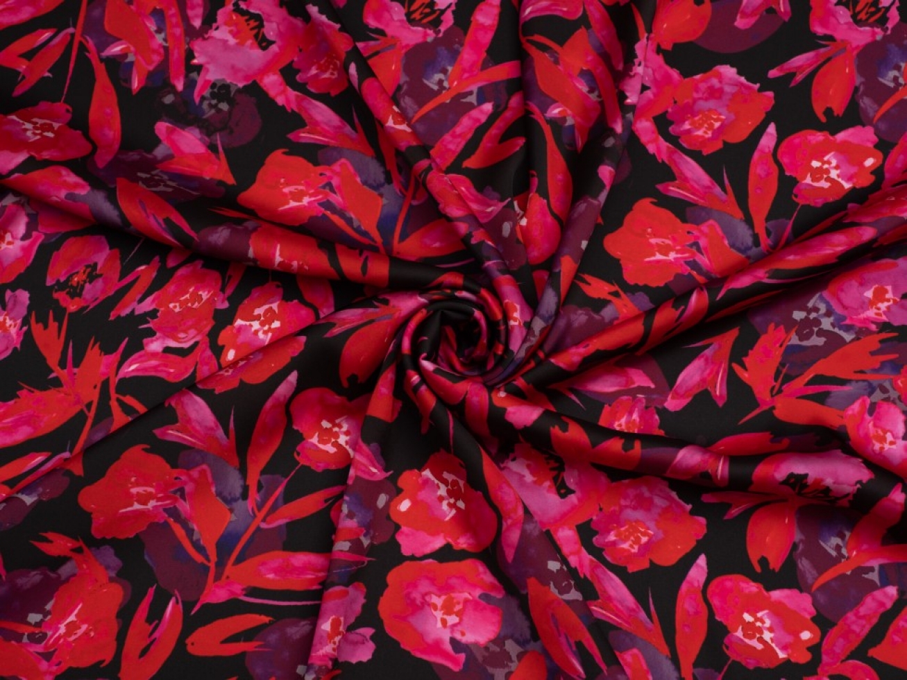 Minerva Exclusive Electric Blooms Charmeuse Silky Satin Fabric Blackout