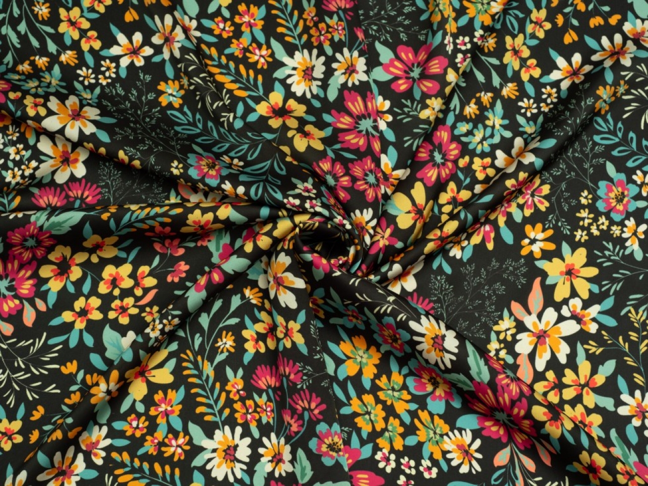 Minerva Exclusive Blossoming Floral Charmeuse Silky Satin Fabric Hush