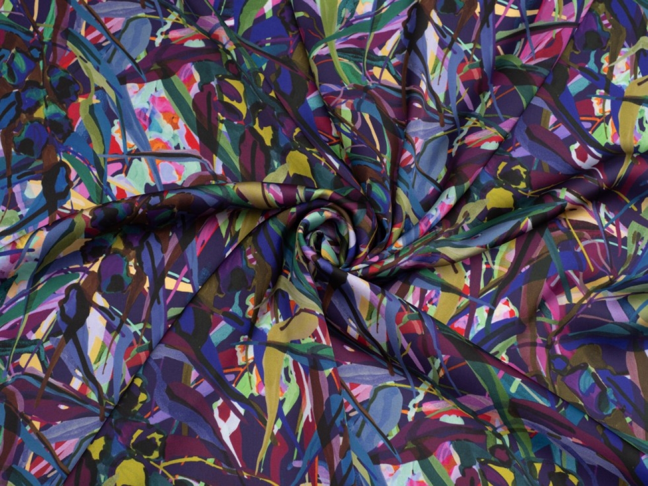 Minerva Exclusive Rainbow Harvest Charmeuse Silky Satin Fabric Grape