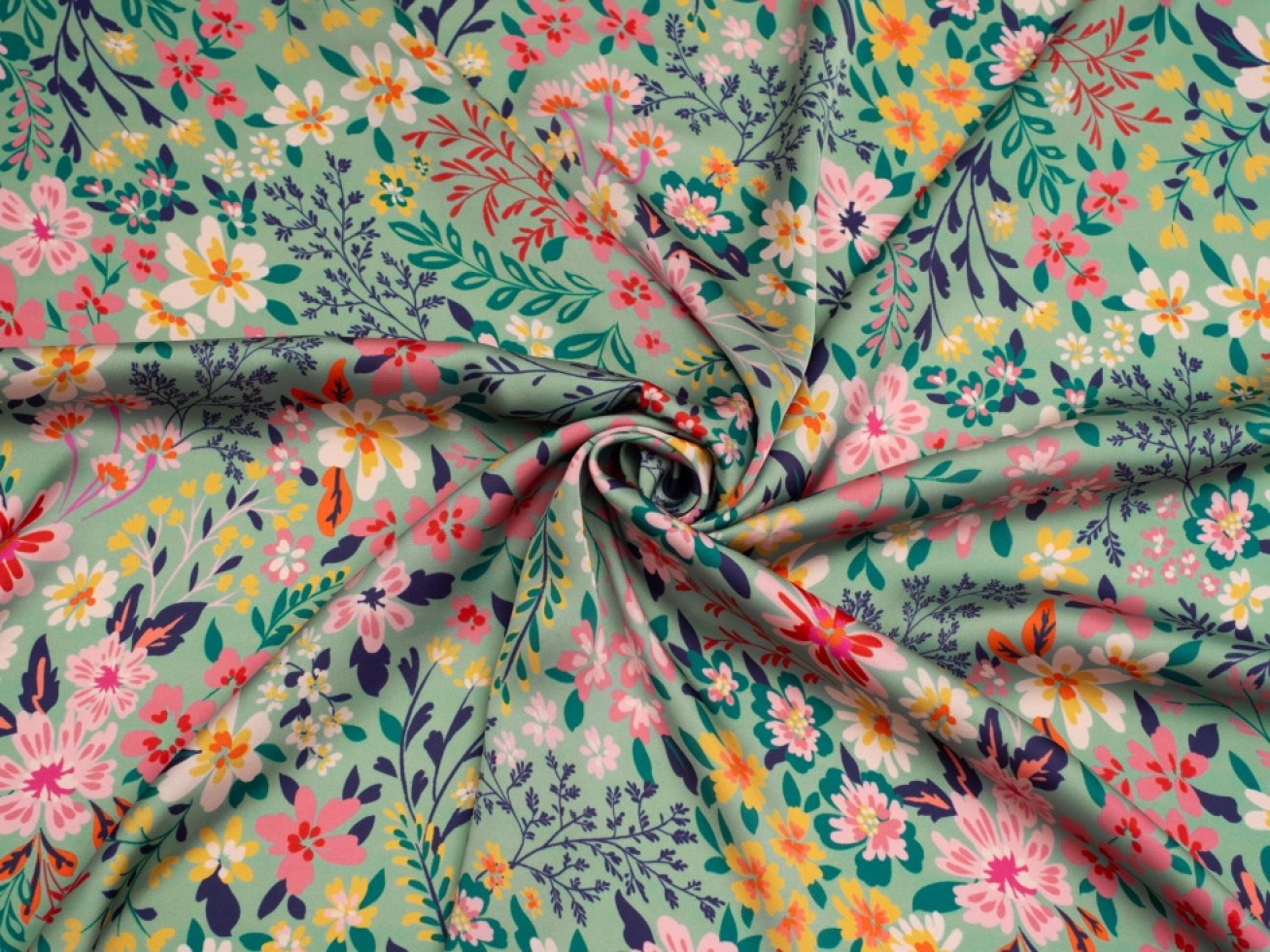 Minerva Exclusive Blossoming Floral Charmeuse Silky Satin Fabric Bliss